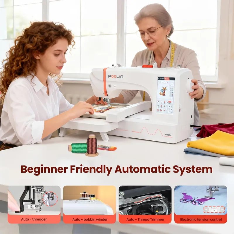 Poolin Computerized Home Embroidery Machine for Beginners Gifts
