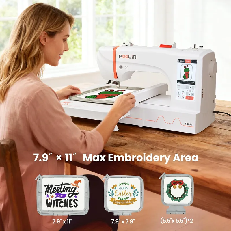 Poolin EOC06 Embroidery Machine 7inch Touchscreen
